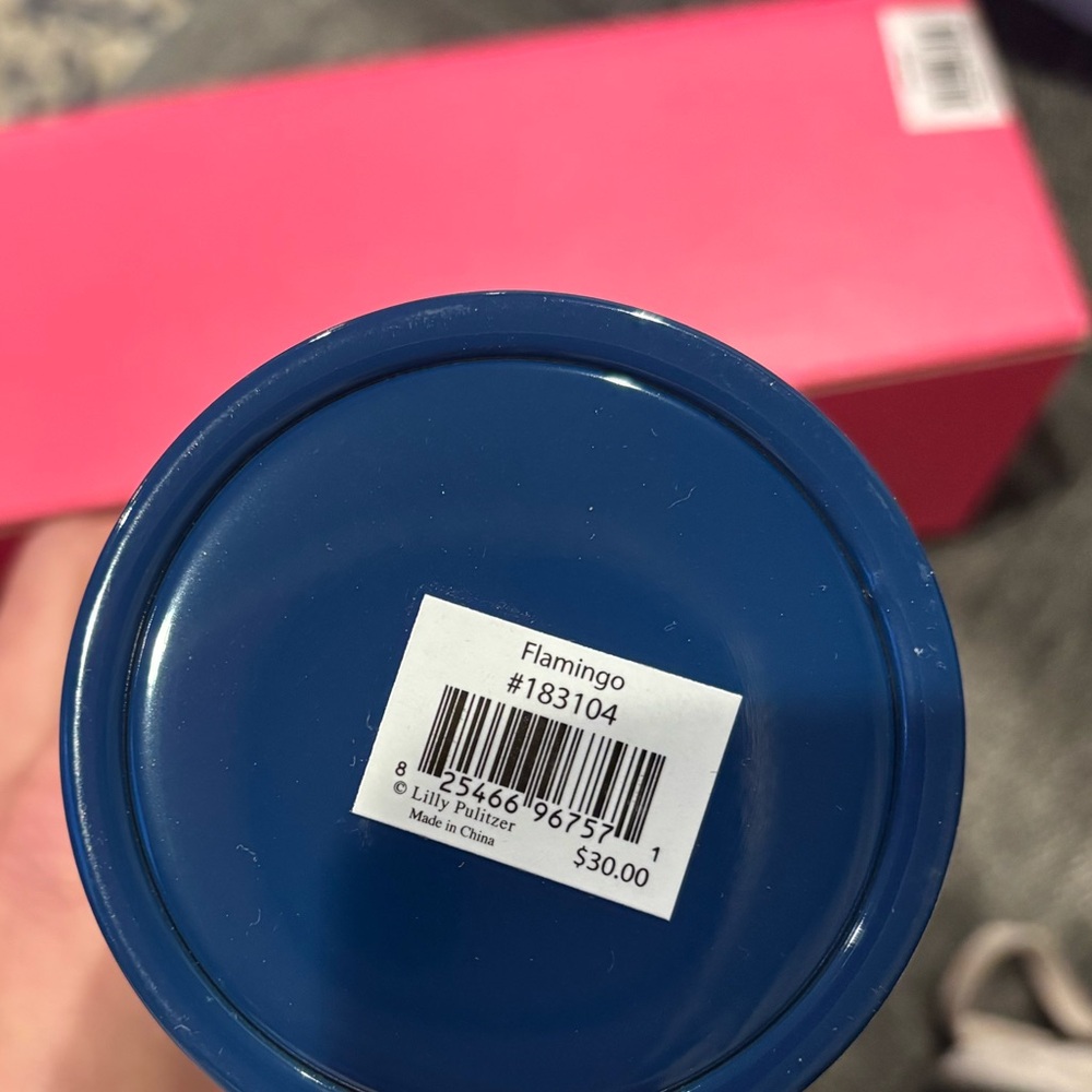 NWT ✨ Lilly Pulitzer Navy Tumbler with Hot Pink Flamingo 🦩 Accents - Picture 2 of 5
